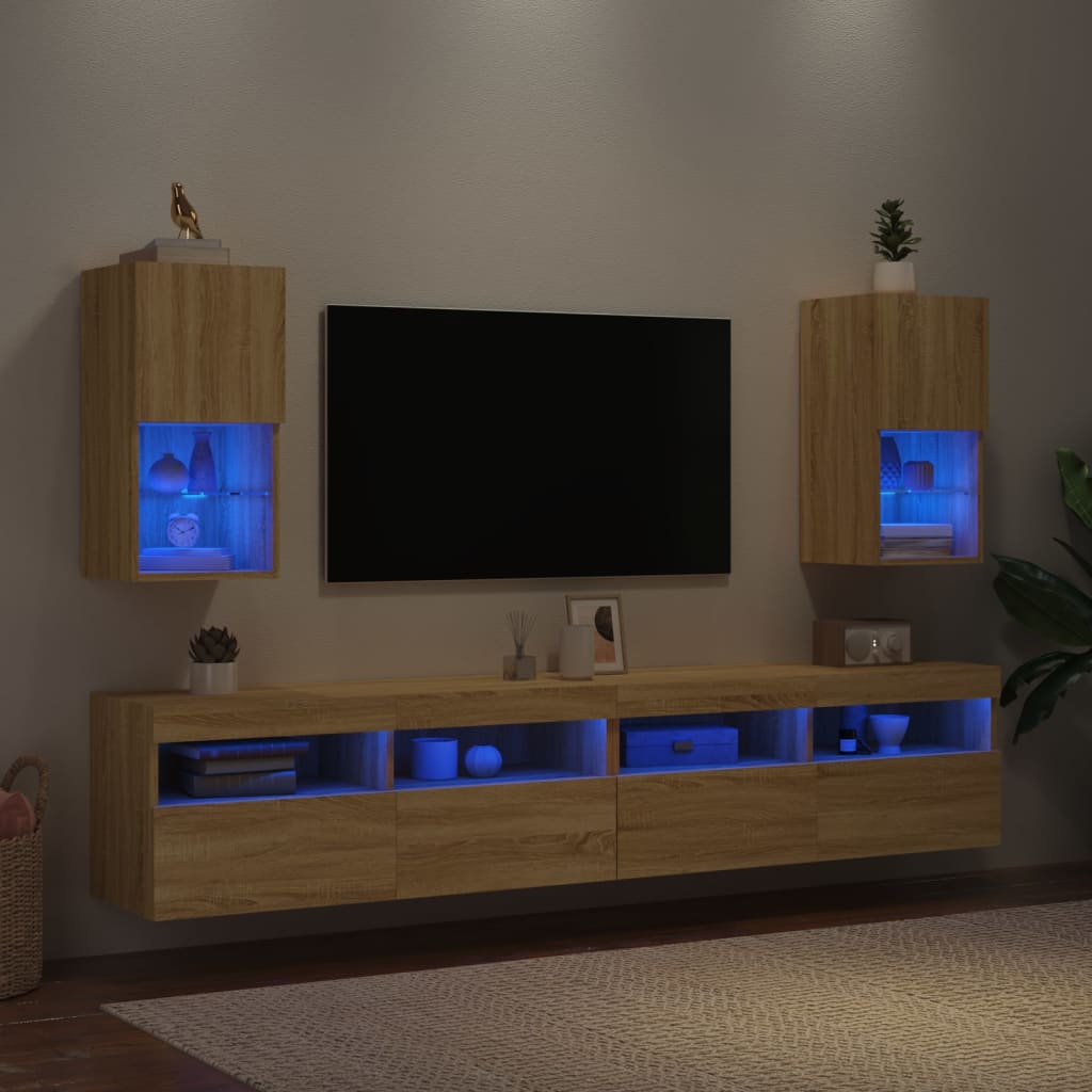 Tv Skříňky S Led Osvětlením 2 Ks Dub Sonoma 30,5 X 30 X 60 Cm