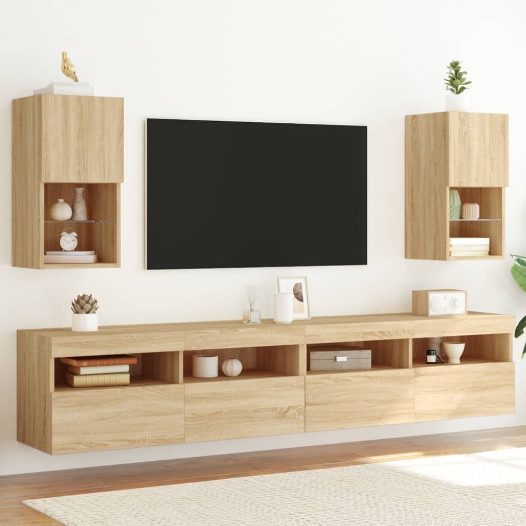 Tv Skříňky S Led Osvětlením 2 Ks Dub Sonoma 30,5 X 30 X 60 Cm