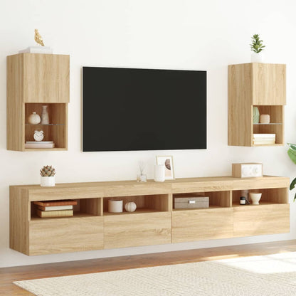 Tv Skříňky S Led Osvětlením 2 Ks Dub Sonoma 30,5 X 30 X 60 Cm