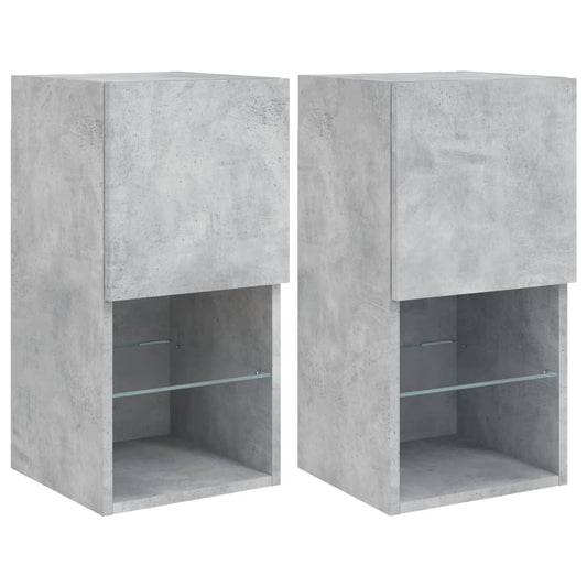 Tv Skříňky S Led Osvětlením 2 Ks Betonově Šedé 30,5X30X60 Cm