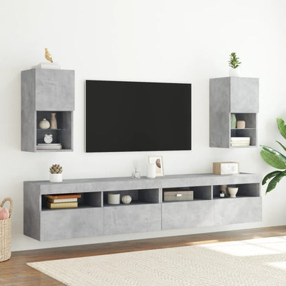 Tv Skříňky S Led Osvětlením 2 Ks Betonově Šedé 30,5X30X60 Cm