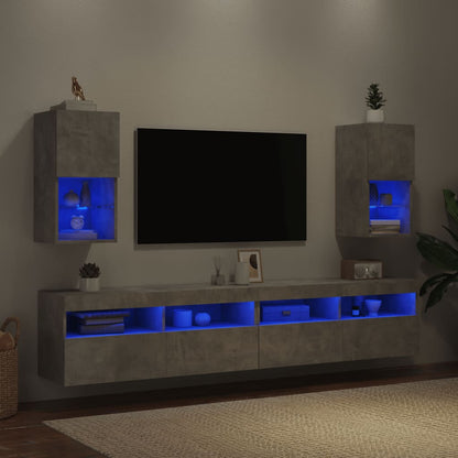 Tv Skříňky S Led Osvětlením 2 Ks Betonově Šedé 30,5X30X60 Cm