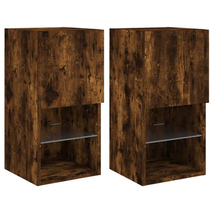 Tv Skříňky S Led Osvětlením 2 Ks Kouřový Dub 30,5 X 30 X 60 Cm
