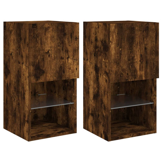 Tv Skříňky S Led Osvětlením 2 Ks Kouřový Dub 30,5 X 30 X 60 Cm