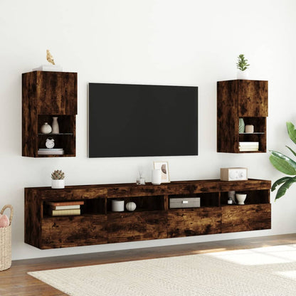 Tv Skříňky S Led Osvětlením 2 Ks Kouřový Dub 30,5 X 30 X 60 Cm