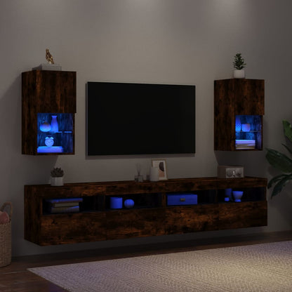 Tv Skříňky S Led Osvětlením 2 Ks Kouřový Dub 30,5 X 30 X 60 Cm