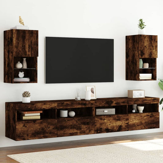 Tv Skříňky S Led Osvětlením 2 Ks Kouřový Dub 30,5 X 30 X 60 Cm