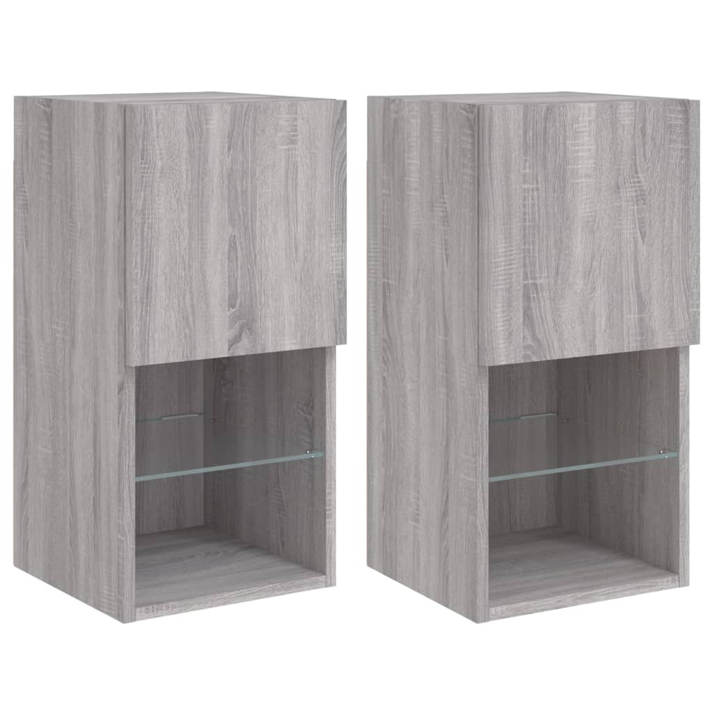 Tv Skříňky S Led Osvětlením 2 Ks Šedé Sonoma 30,5 X 30 X 60 Cm
