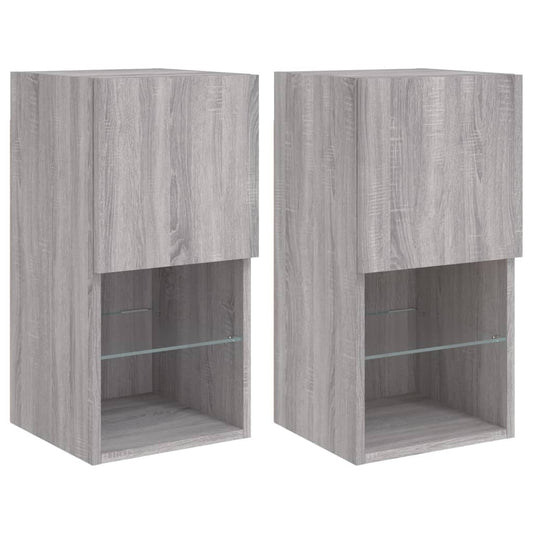 Tv Skříňky S Led Osvětlením 2 Ks Šedé Sonoma 30,5 X 30 X 60 Cm