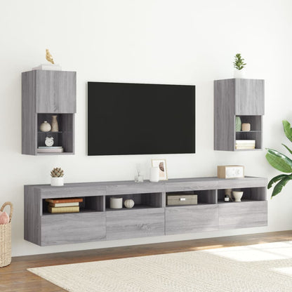 Tv Skříňky S Led Osvětlením 2 Ks Šedé Sonoma 30,5 X 30 X 60 Cm