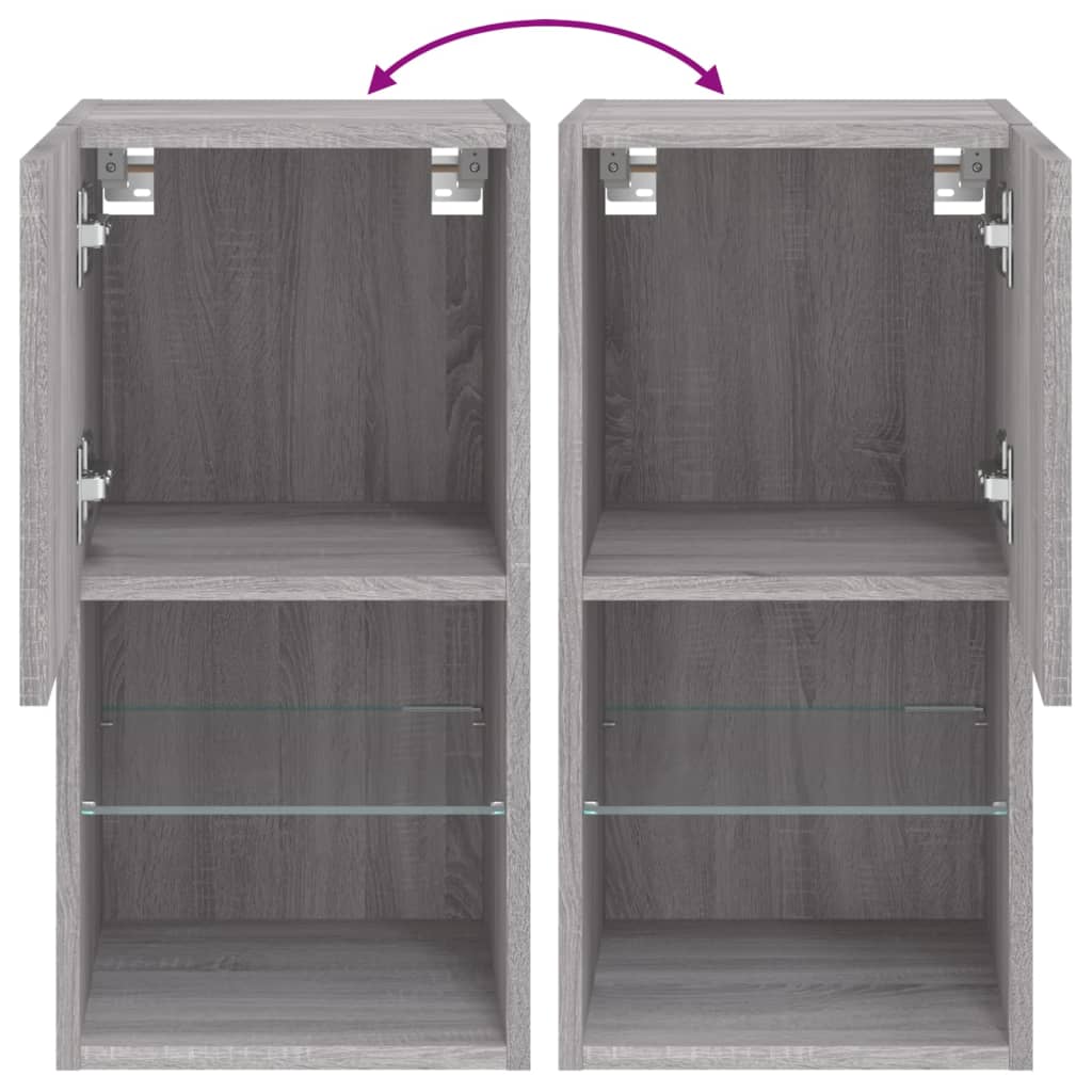 Tv Skříňky S Led Osvětlením 2 Ks Šedé Sonoma 30,5 X 30 X 60 Cm
