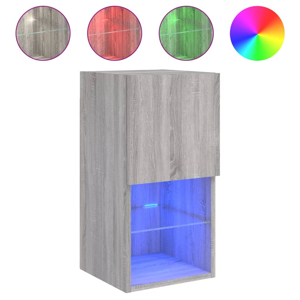 Tv Skříňky S Led Osvětlením 2 Ks Šedé Sonoma 30,5 X 30 X 60 Cm