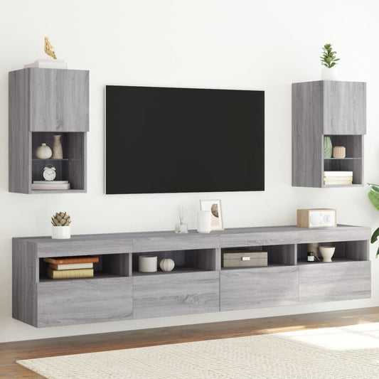 Tv Skříňky S Led Osvětlením 2 Ks Šedé Sonoma 30,5 X 30 X 60 Cm