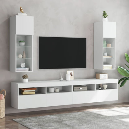 Tv Skříňka S Led Osvětlením Bílá 30,5 X 30 X 90 Cm