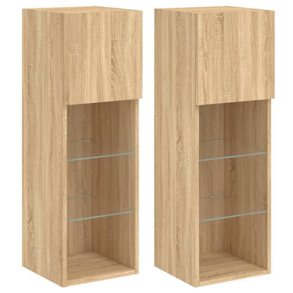 Tv Skříňky S Led Osvětlením 2 Ks Dub Sonoma 30,5 X 30 X 90 Cm