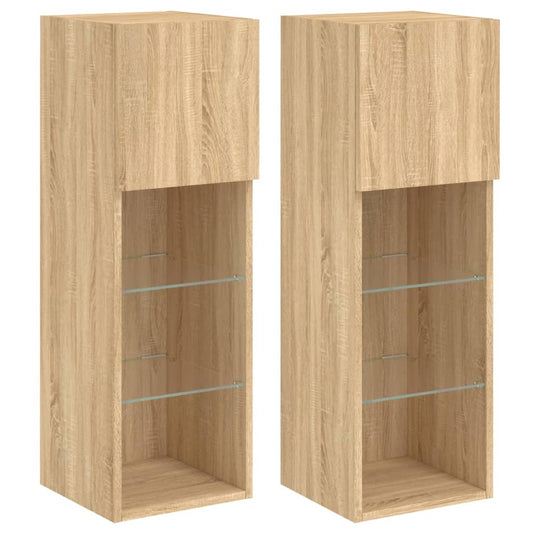 Tv Skříňky S Led Osvětlením 2 Ks Dub Sonoma 30,5 X 30 X 90 Cm