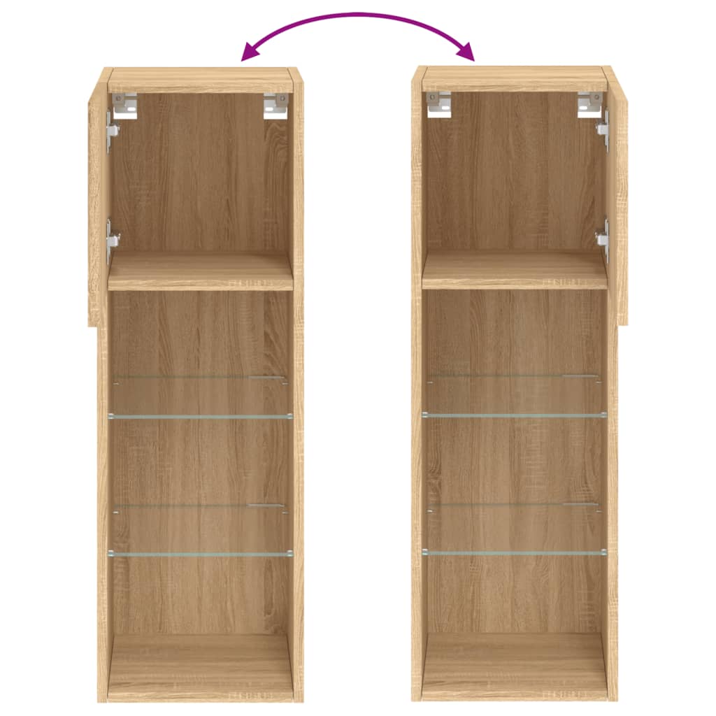 Tv Skříňky S Led Osvětlením 2 Ks Dub Sonoma 30,5 X 30 X 90 Cm