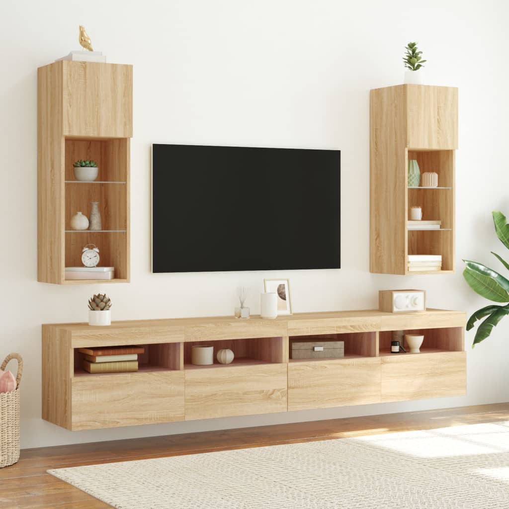 Tv Skříňky S Led Osvětlením 2 Ks Dub Sonoma 30,5 X 30 X 90 Cm