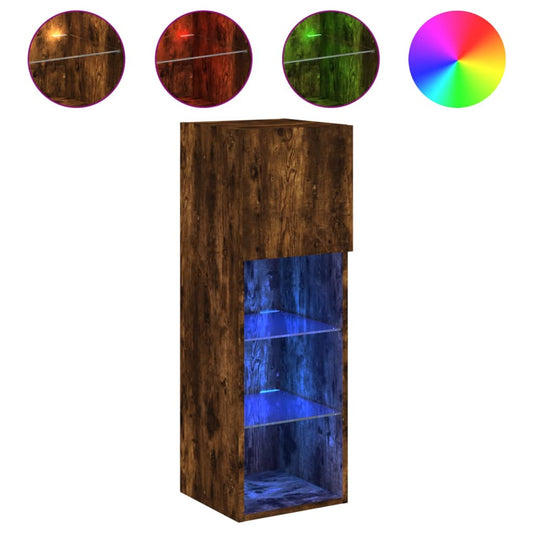 Tv Skříňka S Led Osvětlením Kouřový Dub 30,5 X 30 X 90 Cm