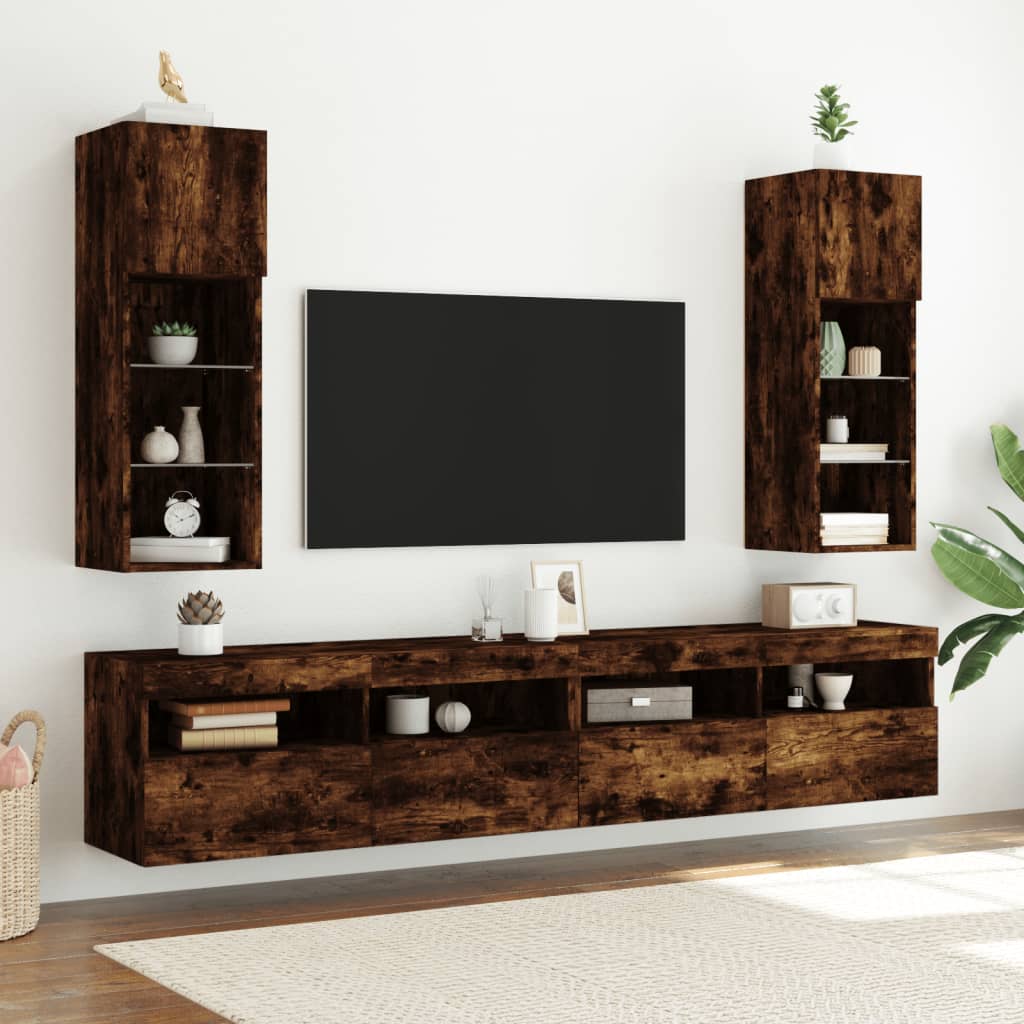 Tv Skříňka S Led Osvětlením Kouřový Dub 30,5 X 30 X 90 Cm