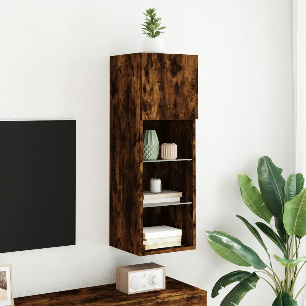 Tv Skříňka S Led Osvětlením Kouřový Dub 30,5 X 30 X 90 Cm