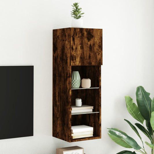 Tv Skříňka S Led Osvětlením Kouřový Dub 30,5 X 30 X 90 Cm