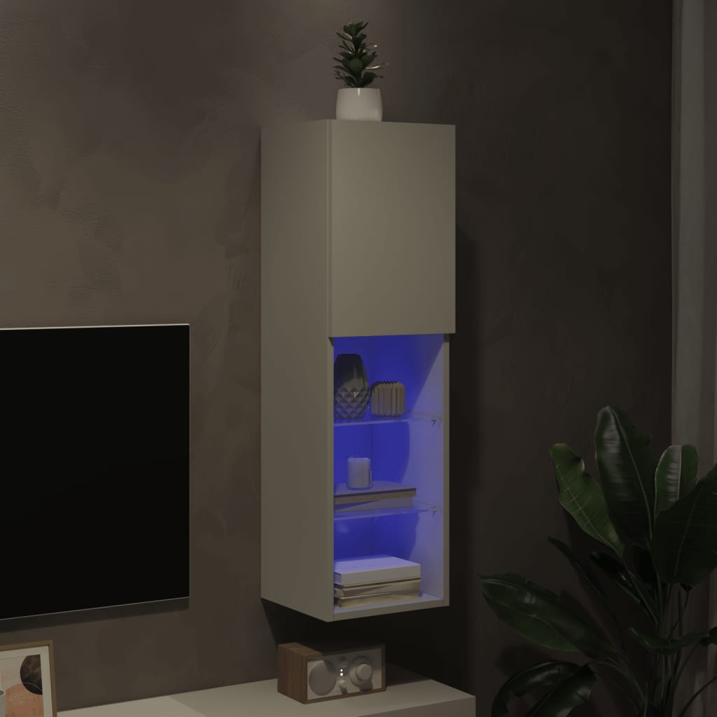 Tv Skříňka S Led Osvětlením Bílá 30,5 X 30 X 102 Cm