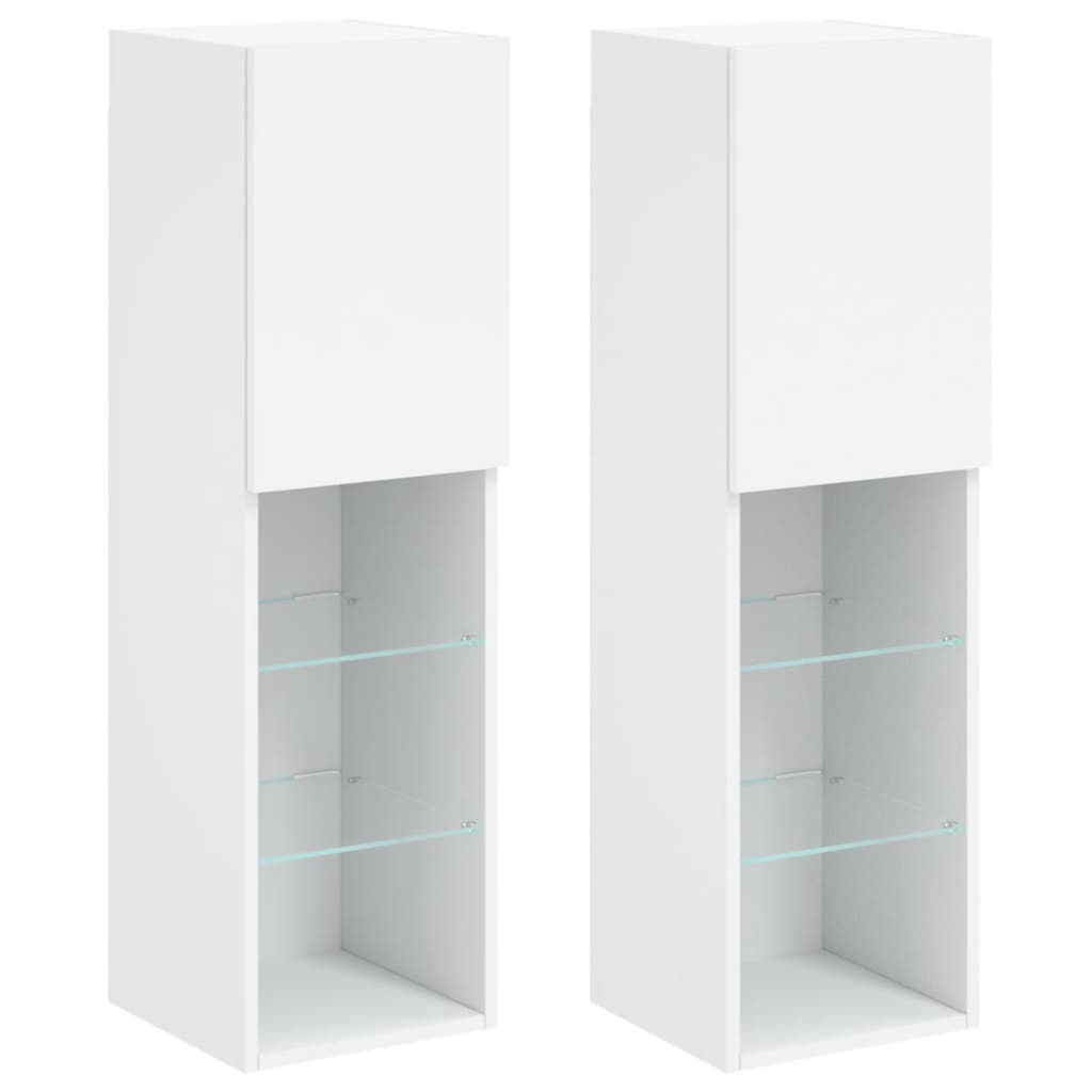 Tv Skříňky S Led Osvětlením 2 Ks Bílé 30,5 X 30 X 102 Cm