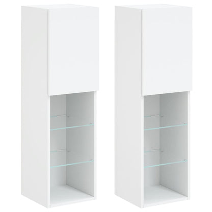 Tv Skříňky S Led Osvětlením 2 Ks Bílé 30,5 X 30 X 102 Cm