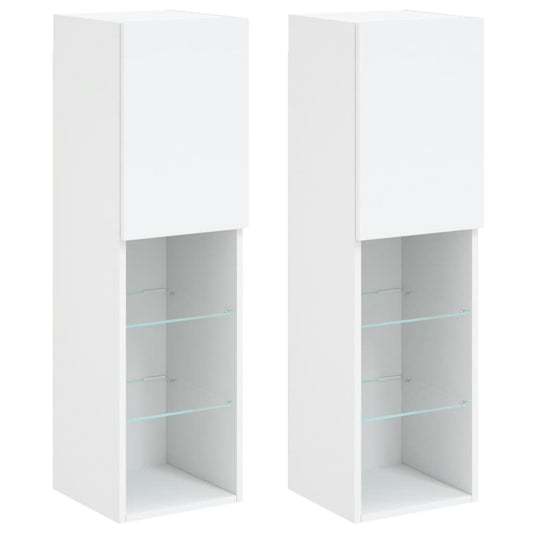 Tv Skříňky S Led Osvětlením 2 Ks Bílé 30,5 X 30 X 102 Cm