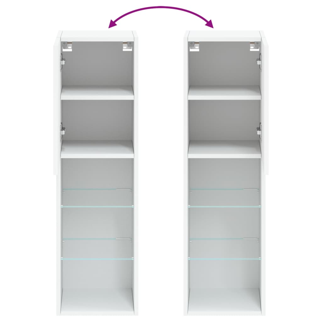 Tv Skříňky S Led Osvětlením 2 Ks Bílé 30,5 X 30 X 102 Cm