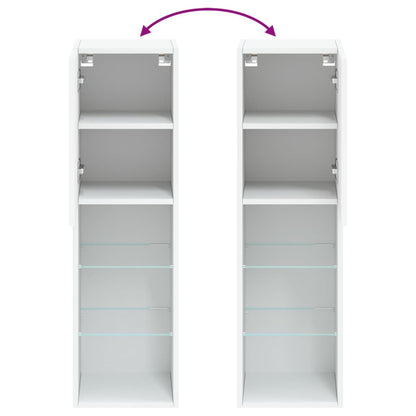 Tv Skříňky S Led Osvětlením 2 Ks Bílé 30,5 X 30 X 102 Cm