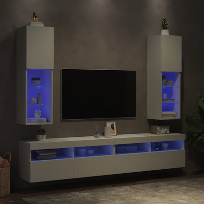 Tv Skříňky S Led Osvětlením 2 Ks Bílé 30,5 X 30 X 102 Cm