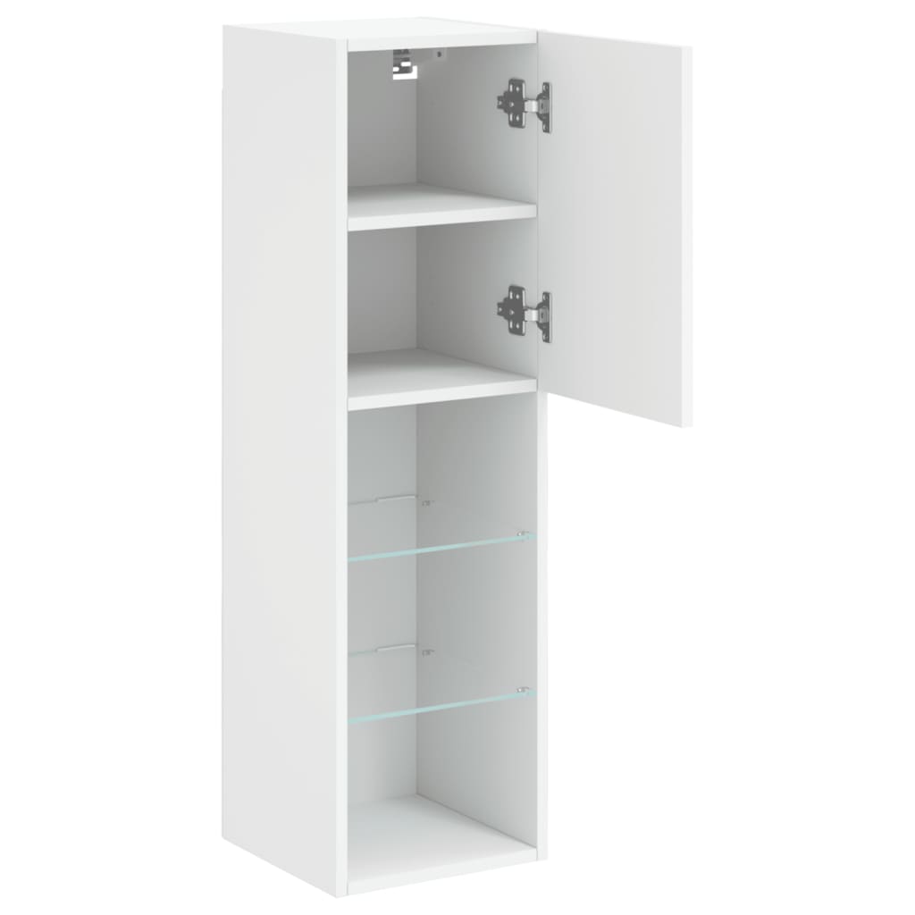 Tv Skříňky S Led Osvětlením 2 Ks Bílé 30,5 X 30 X 102 Cm