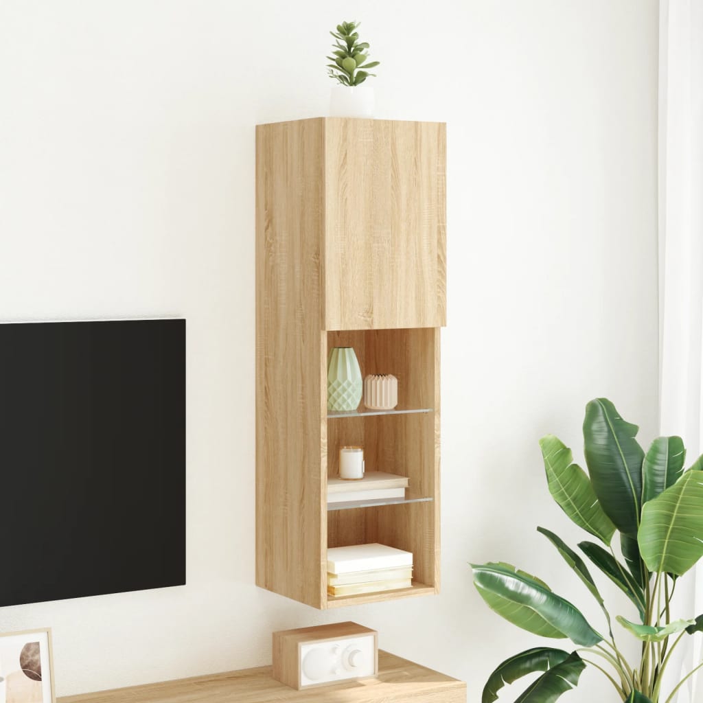 Tv Skříňka S Led Osvětlením Dub Sonoma 30,5 X 30 X 102 Cm