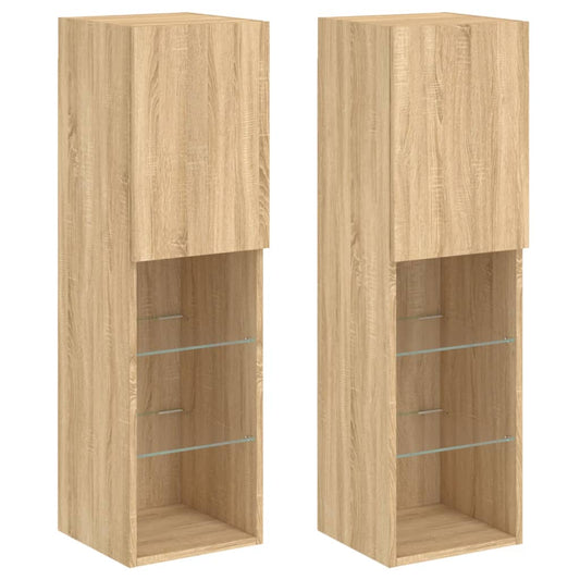 Tv Skříňky S Led Osvětlením 2 Ks Dub Sonoma 30,5 X 30 X 102 Cm