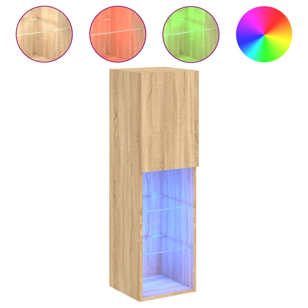 Tv Skříňky S Led Osvětlením 2 Ks Dub Sonoma 30,5 X 30 X 102 Cm