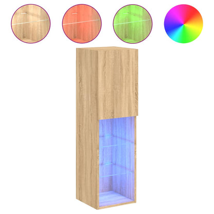 Tv Skříňky S Led Osvětlením 2 Ks Dub Sonoma 30,5 X 30 X 102 Cm