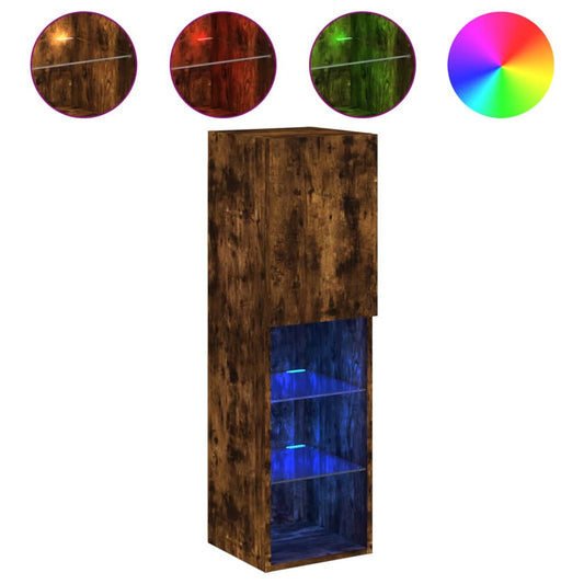 Tv Skříňka S Led Osvětlením Kouřový Dub 30,5 X 30 X 102 Cm