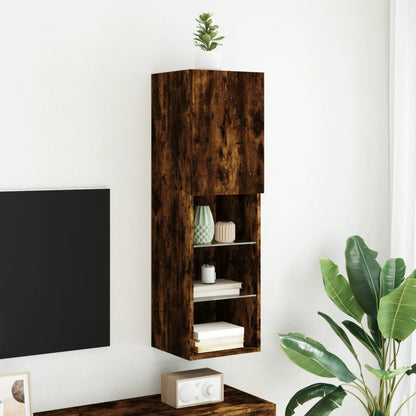 Tv Skříňka S Led Osvětlením Kouřový Dub 30,5 X 30 X 102 Cm