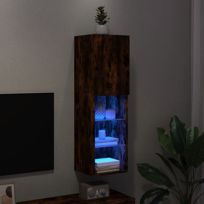 Tv Skříňka S Led Osvětlením Kouřový Dub 30,5 X 30 X 102 Cm