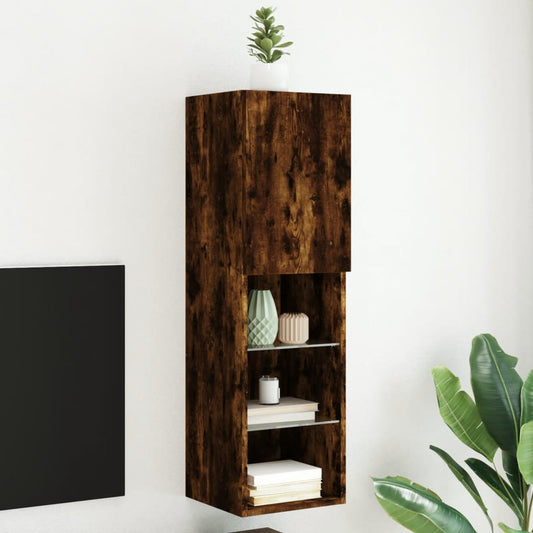 Tv Skříňka S Led Osvětlením Kouřový Dub 30,5 X 30 X 102 Cm