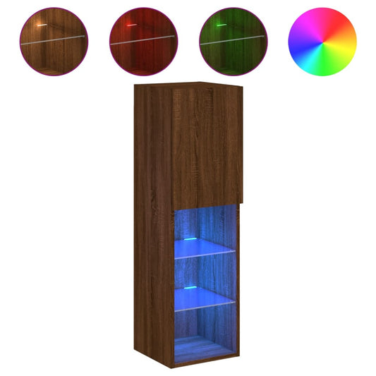 Tv Skříňka S Led Osvětlením Hnědý Dub 30,5 X 30 X 102 Cm