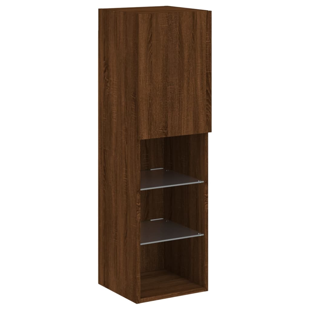 Tv Skříňka S Led Osvětlením Hnědý Dub 30,5 X 30 X 102 Cm