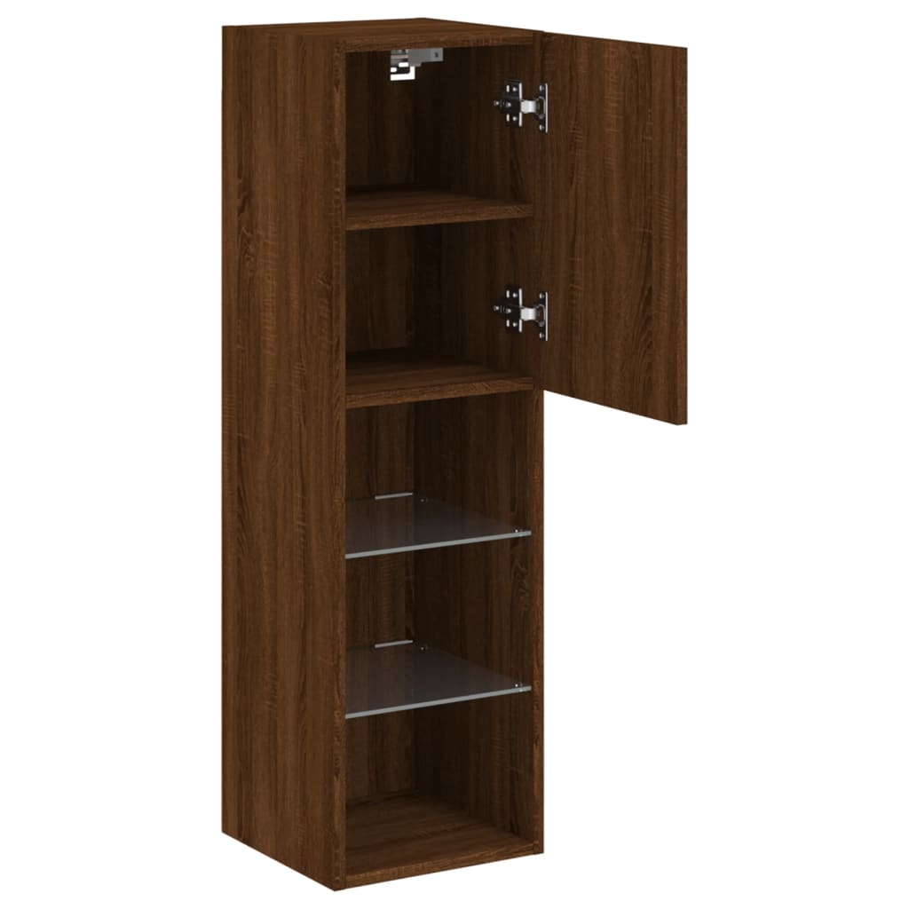Tv Skříňka S Led Osvětlením Hnědý Dub 30,5 X 30 X 102 Cm