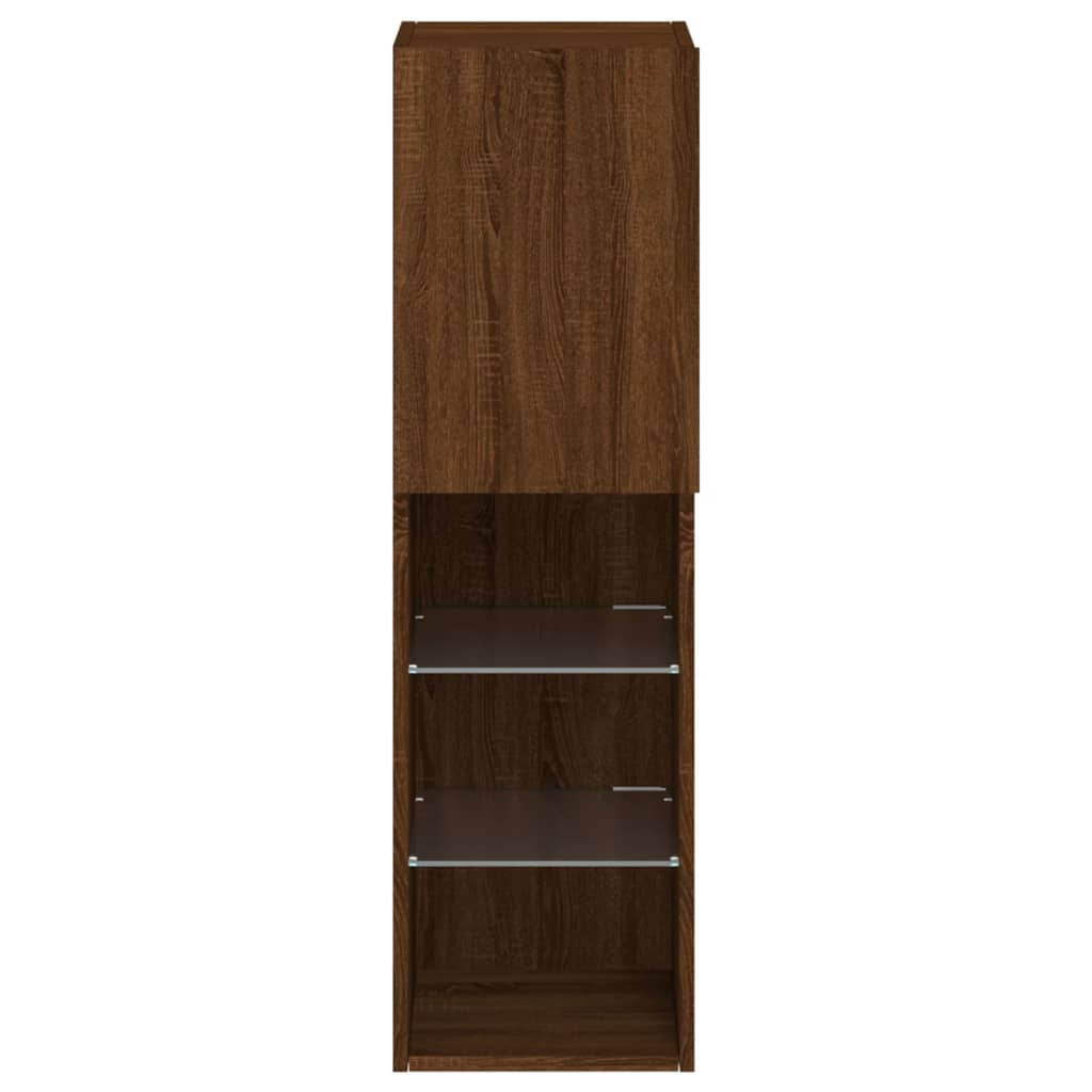 Tv Skříňka S Led Osvětlením Hnědý Dub 30,5 X 30 X 102 Cm