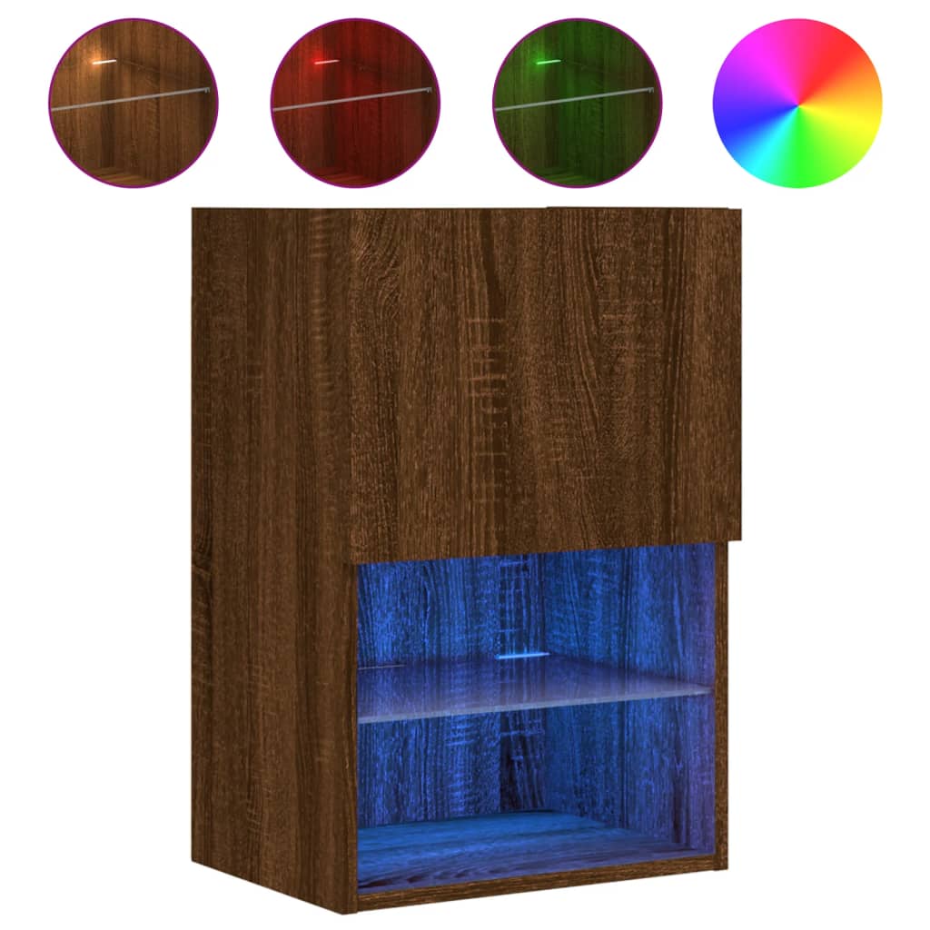 Tv Skříňka S Led Osvětlením Hnědý Dub 40,5 X 30 X 60 Cm