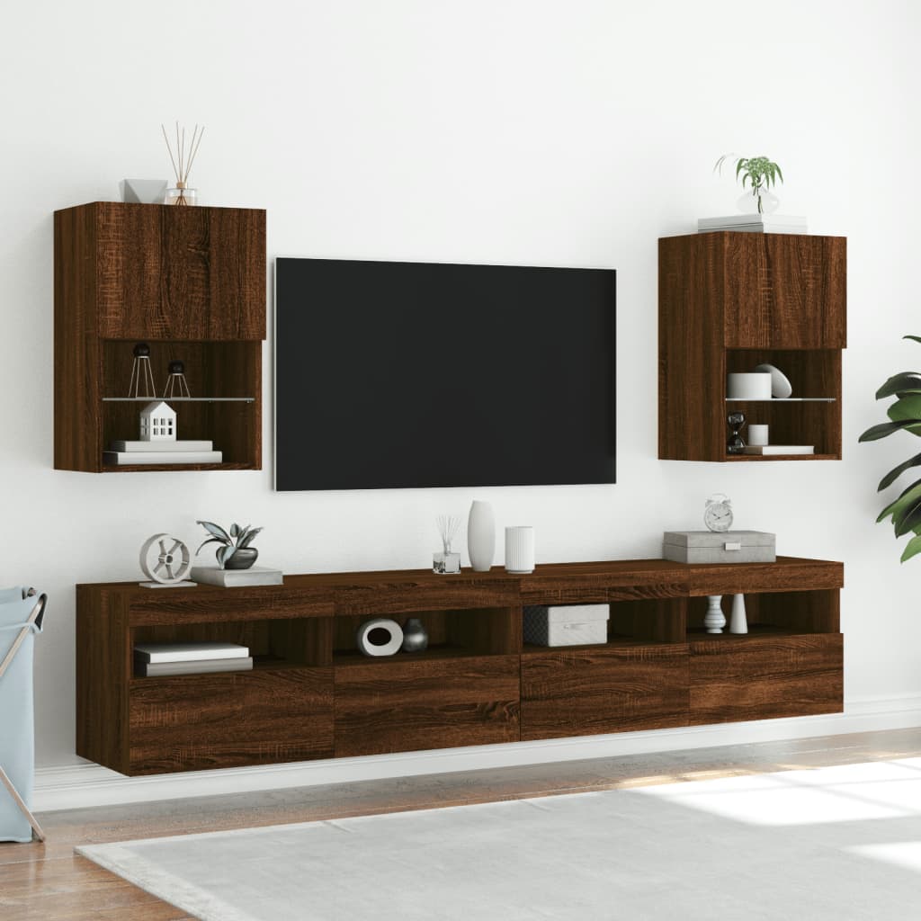 Tv Skříňka S Led Osvětlením Hnědý Dub 40,5 X 30 X 60 Cm