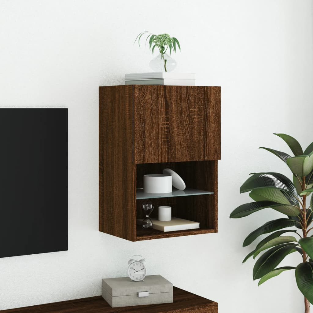 Tv Skříňka S Led Osvětlením Hnědý Dub 40,5 X 30 X 60 Cm