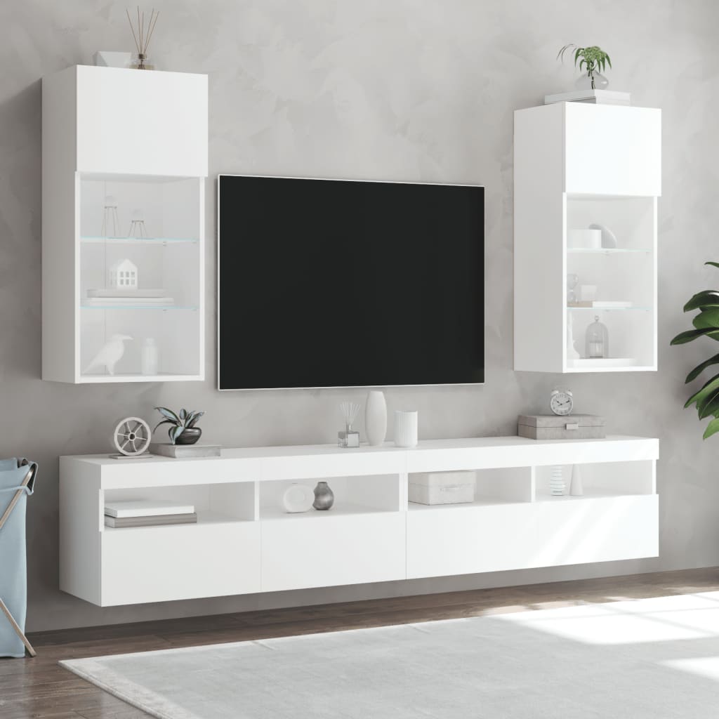 Tv Skříňka S Led Osvětlením Bílá 40,5 X 30 X 90 Cm